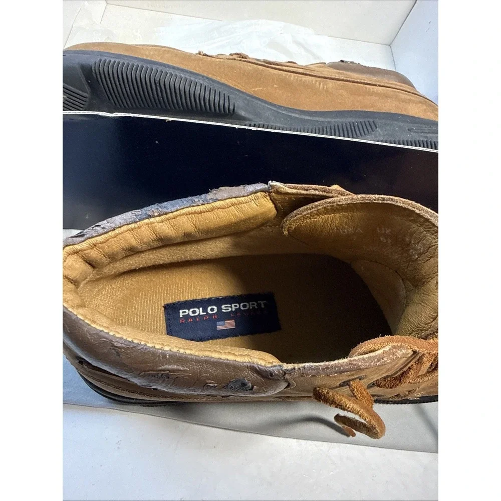 Polo Sport Ralph Lauren Men's Brown Leather Moc Toe Chukka Boots Size 7